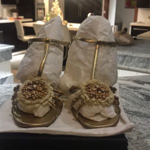 Prada sandals platino silk size 38 women’s